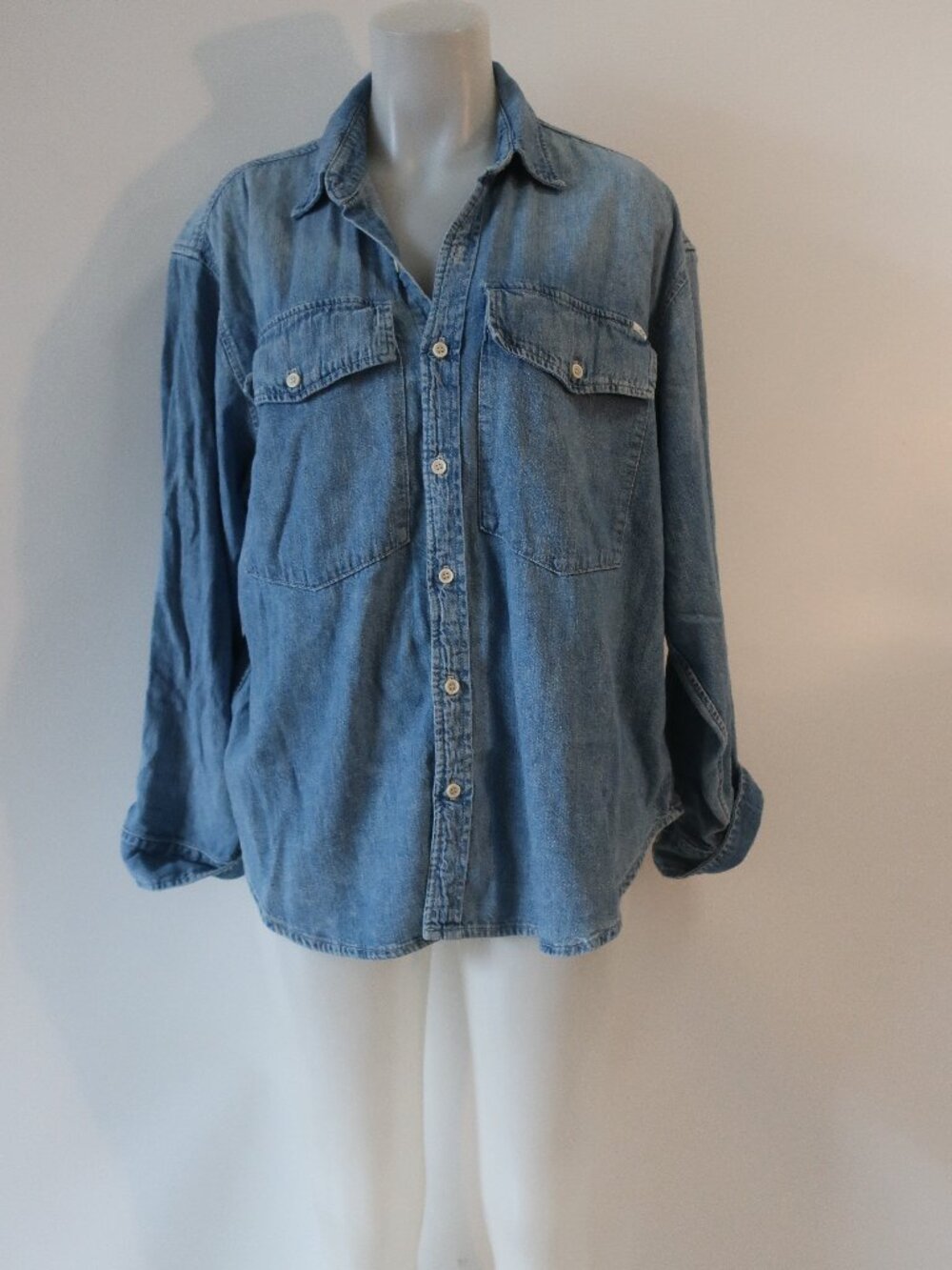 Womens MOTHER Blue Denim Button Down Shirt S
